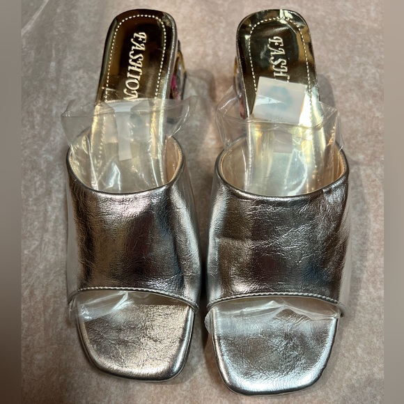 NWOT - Shein Rhinestone Slipper Sandal *Silver - Picture 6 of 12